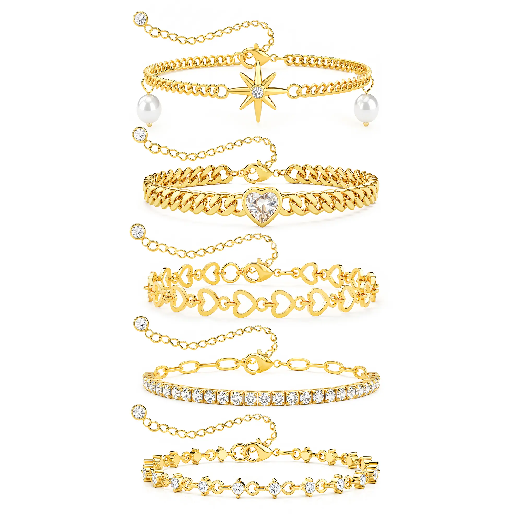 GANIA 5PCS Gold Bracelets Set for Women, Stackable Boho Multi-layered Bracelets, Gold Bangle Bracelet, Multi Layer Stackable Cuff Bracelet Set, Hypoallergenic Material, Trendy Elegance Charms Minimalist Textured Boho Jewelry