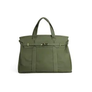 Women's High-End Canvas Tote Bag Solid Color Large Capacity Versatile Commuter Bag for Daily Use