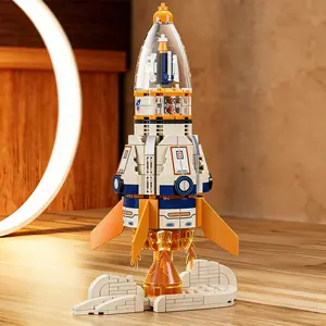 334pcs Transport Rocket Space Model Building Blocks Launch Center, Creative Display Piece, Perfect Gift for Kids, Rocket Model Kit, Stem Construction Set, Diy Assembly Kit