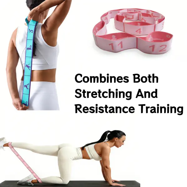 Full-Body Workout Exercise Band, with 12 Adjustable Loops, Achilles Tendon Resistance Band, Fabric, Multiple Resistance Levels, Multi-functional for Pilates, Yoga, Home Gym, Homeworkout, Stretching Strap for Physical Therapy, with Exercise Guides on Band