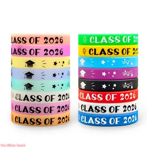 6/12/24 PCS Class of 2026 Graduation Silicone Rubber Bracelet, Glow in The Dark & Non-Glow Wristband, Keepsake Gift for Students Teachers Class Reunion Party Favors
