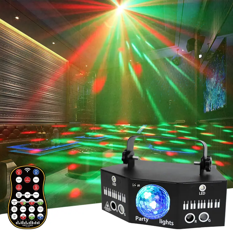 ACFLYUS LIGHTING 3-in-1 Magic Disco Ball Laser & LED Strobe Party Light Sound Activated DMX512 DJ Stage Light with Remote for Bars Clubs Weddings & Holiday Parties
