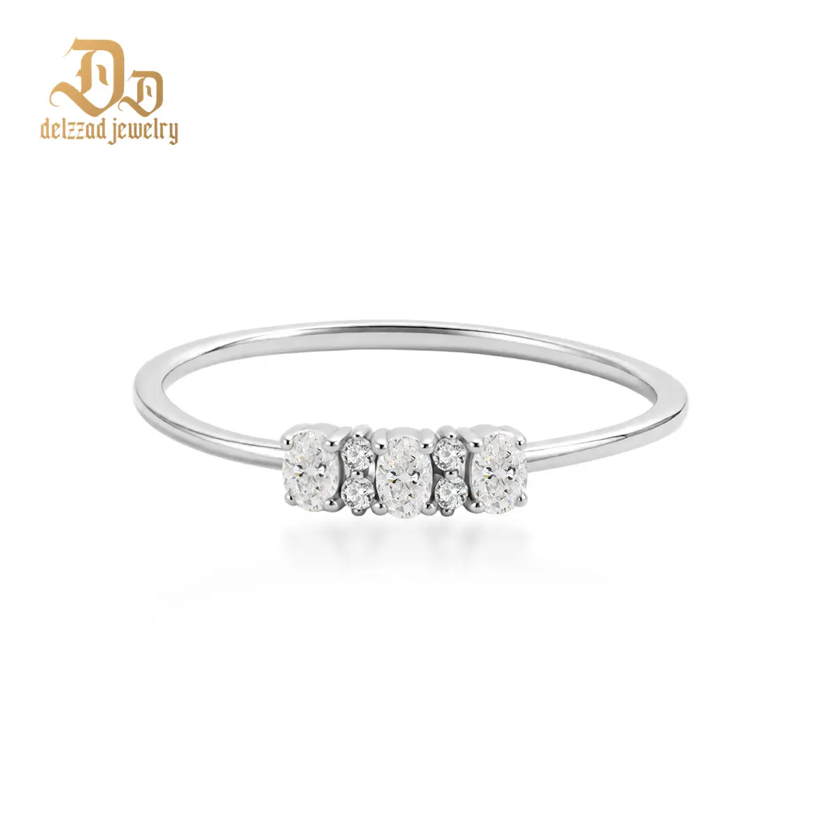 Delzzad 0.2ct Moonlight Pebbles Ring Oval Ring Band VVS Synthetic Moissanite Ring Jewelry Copper Band Perfect Birthday Engagement Wedding Anniversary Christmas Valentine's Day Mother's Day Gift