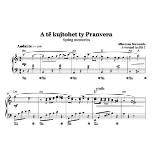 A të Kujtohet Ty Pranvera – Albanian Piano Sheet Music PDF (Classic Folk, Intermediate)