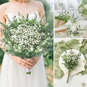 100 Pcs Mixed Artificial Eucalyptus Stems, Babys Breath Flowers for Weddings, DIY Floral Bouquets, Home Decor, Greenery Stems