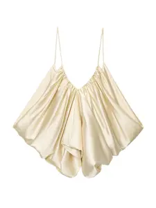 Women's Satin Effect Woven Drop Shoulder Top, Womenswear Casual Long Sleeve Blouse, Elegant Loose Fit Shirt, Perfect for Daily Wear & Office