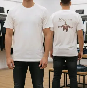 Eternal Crew Neck T-Shirt - White with Back Design for Men Crewneck