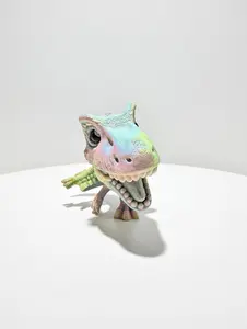 3D Printed Articulated T-Rex  UV Reactive Pastel Fidget Desk Toy