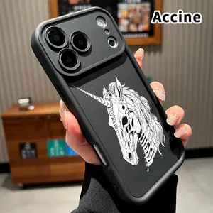 Compatible with iPhone 17 Pro Max 16 Plus 15 14 13 12 11 Air E Skeletal Unicorn Grace Pattern Rugged Durable shockproof Anti-Scratch soft Silicone case