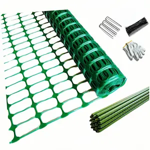 Plastic Fence Extra Strength with Stakes, Staples and Zip Ties, 40'' x 100' Roll, Resuable Temporary Netting for Garden Fencing, Construction, Snow Fencing, Animal Barrier, Poultry, Patio