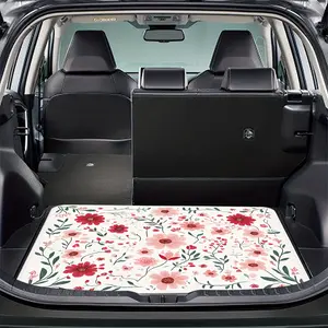 Fit Car Trunk Mat - Heavy-Duty Pink Floral Print Cargo Liner, Car Floor Mat, Durable All-Weather SUV Truck Bed of Pickup Van, Truck Floor Mats, Girly Car Accessories, for GM Vehicles & Most Car Interior Accessory (No-Residue Installation)