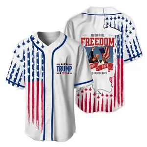 Bulletproof Trump Sho.o.ting Baseball Jersey, Trump Rally Sh.o.ot Never Back Down USA Summer Jersey For Men And Women, Hot Baseball Beer Jersey, Button Down Shirt, Party Beer Outfit, Summer Clothing