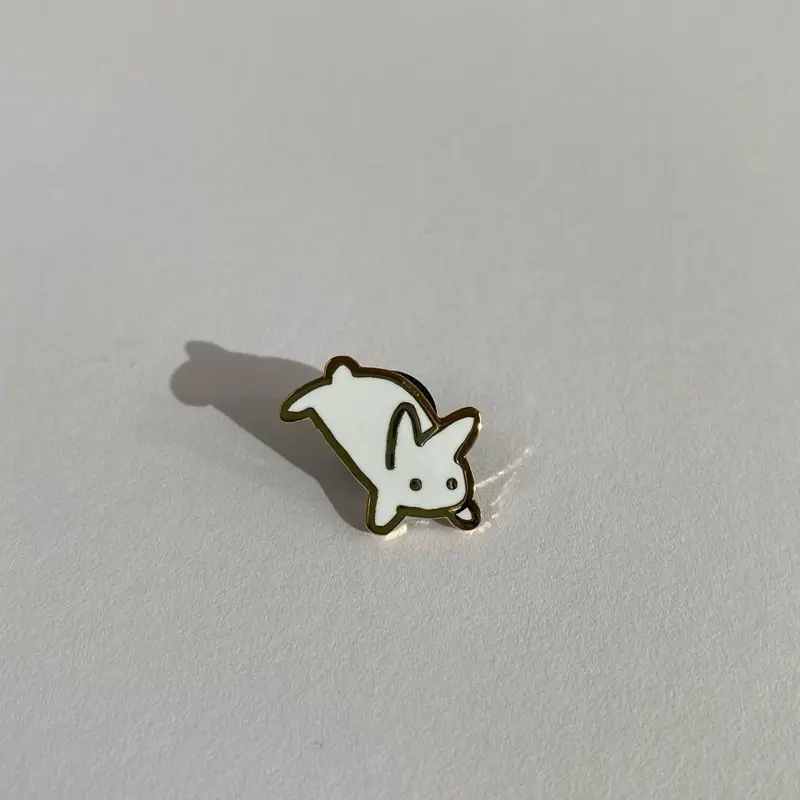Bun Leap Enamel Pin - Small Cute Rabbit with Gold Plating