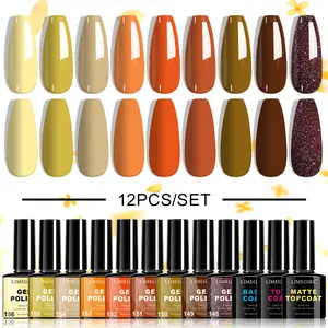 LIMEGIRL 12-piece set of gel nail polish set, 9-color gel nail polish set DIY fashion manicure holiday nail art gift for girls for use in family salon manicure lover