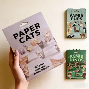 New DIY Paper Cats & Dog Folding Animal Origami Kit, Creative 3D Handmade Cat Model Cute Printed Animal Decoration Set, Papercraft Figures 50pcs