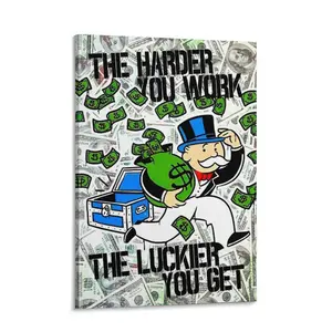 Classic cartoon graffiti canvas print, ALEC “Monopoly” poster with “Time is Money,” suitable for family living rooms and office wall decor, made from eco-friendly materials, fade-resistant, UV-resistant, artistic decoration.