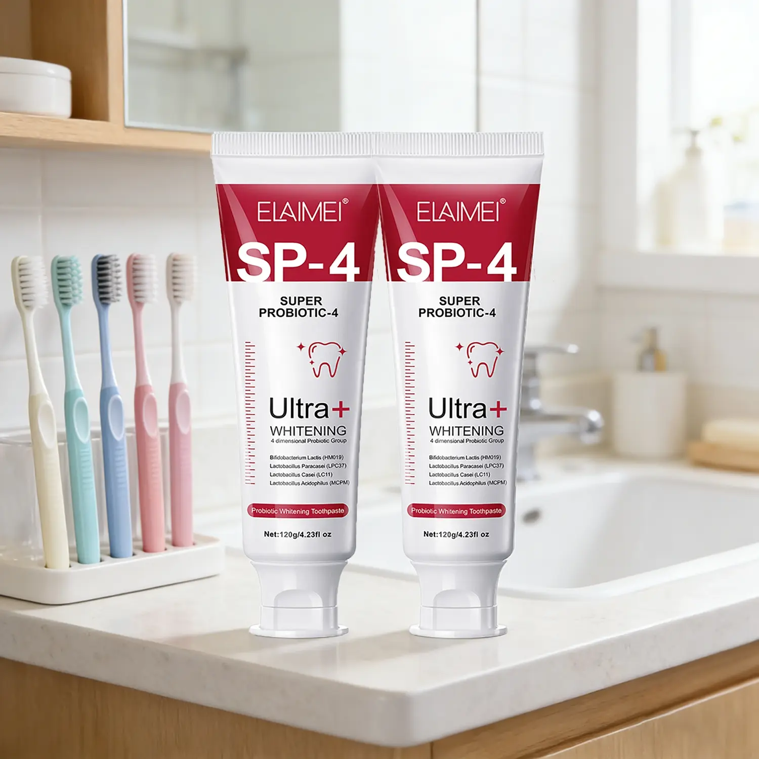 Elaimei Super Probiotic Toothpaste Sp-4 Ultra 120g/4.23oz, Deep Cleaning Oral Care, Long-Lasting Fresh Breath, Daily Dental Hygiene, Oral Hygiene Products, Oral Cleansing Toothpaste