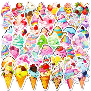 50pcs Cartoon Ice Cream Series Graffiti Sticker, Waterproof Cartoon Sticker, Decoration Sticker For Phone Case, Computer, Guitar, Bag, Water Cup, Scrapbook