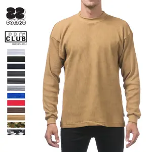 PROCLUB Men's Heavyweight Thermal Top T Shirts PRO CLUB Long Sleeves T Shirt Casual Hip Hop Cotton Tee Big and Tall (S to 5XLT)