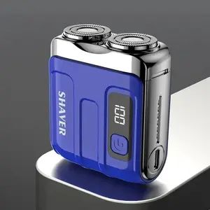 Men's Mini Dual Blade Electric Shaver, Advanced Metal Feel, Waterproof Design, USB Charging, LED Battery Display, Daily Care, Gift for Boyfriend, Cordless Rechargeable Shaver