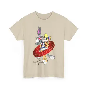 Classic Bugs And Lola Bunny Heart Eyes Logo Unisex T-Shirt Casual Cotton Menswear Retro