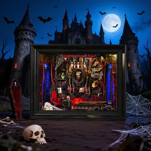 Book Nook Set, Adult-Designed 3D Wooden Handmade Puzzle Bookshelf Mini Set, Decorative Bookends, Small House Gift, Wooden Puzzles (count Dracula)
