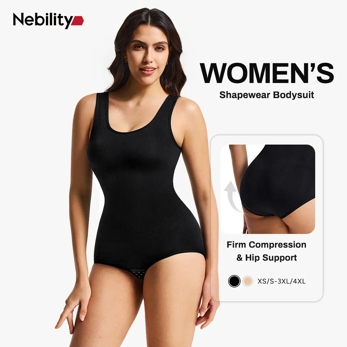 | Buy 1 Get 1 Free | Nebility 2 Piece Women's Seamless Round Neck Shapewear Bodysuit, Comfortable Basic Minimalist Womenswear for Daily Wear with Cinched Waist Affordability Blue summerwins
