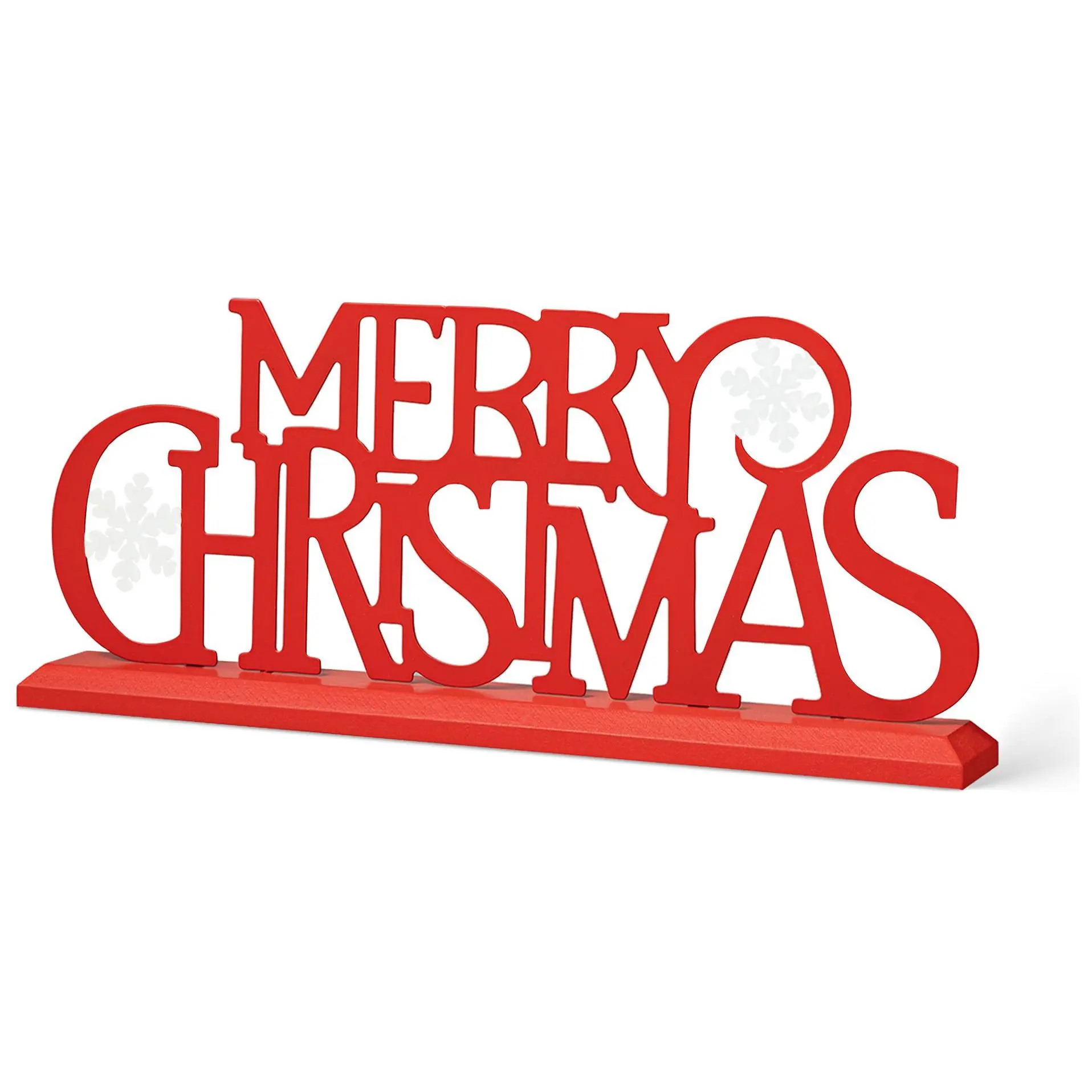 Glitzhome 18"L Wood & Metal MERRY CHRISTMAS Tab le Decor