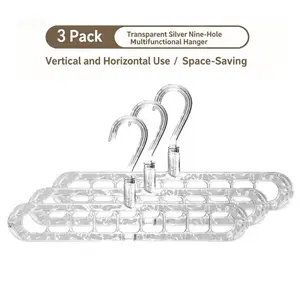 9-Hole Magic Hangers (3 Pack) – Space Saver Closet Organizer for Clothes,9 Holes Rotate Anti-Skid Folding Hanger, 9 in 1 Smart Hanger Pro, Multi Hangers Space Saving Heavy Duty,Cascading Features for Home or Travel Organiser Hanging