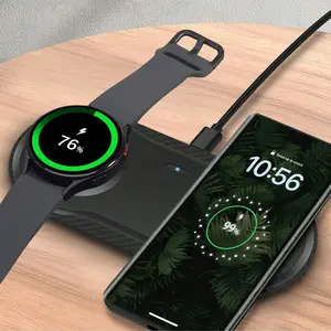 Wireless Charger station for Samsung S25 S24 S23 S22 S21 Note 20 Z Flip 6/5/4/3 Z Fold 2 in 1 Fast Wireless Charging Pad Mat For Galaxy Watch Ultra/7/6/5/4/3 Galaxy Buds