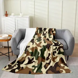 Duck Hunter Blanket Throw Camo Throw Blanket for Kids Army Camouflage Hunting Fleece Blanket Vintage Green Brown Bedroom Decor Wild Animal Duck Rustic Flannel Blanket