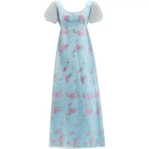 Penelope Featherington Cosplay Costume Women Regency Dress High Waistline Tea Party Gown