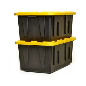 Homz Durabilt Heavy Duty 27 Gallon Plastic Organizer Storage Bin Tote (2 Pack)