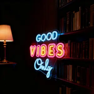 Christmas Decorative Gifts Good Vibes Only Neon Signs, USB Powered Dimmable LED Lights, Suitable for Wall Decorations, Bedrooms, Game Rooms, Bars, Clubs, Weddings, Parties, Christmas, Thanksgiving, New Years, Birthday Gifts