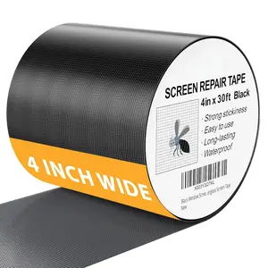 Black Window Screen Repair Kit, 4 in X 30 FT (360IN) Screen Repair Tape for Windows or Doors,  Adhesive Fiberglass Mesh Patch Tape