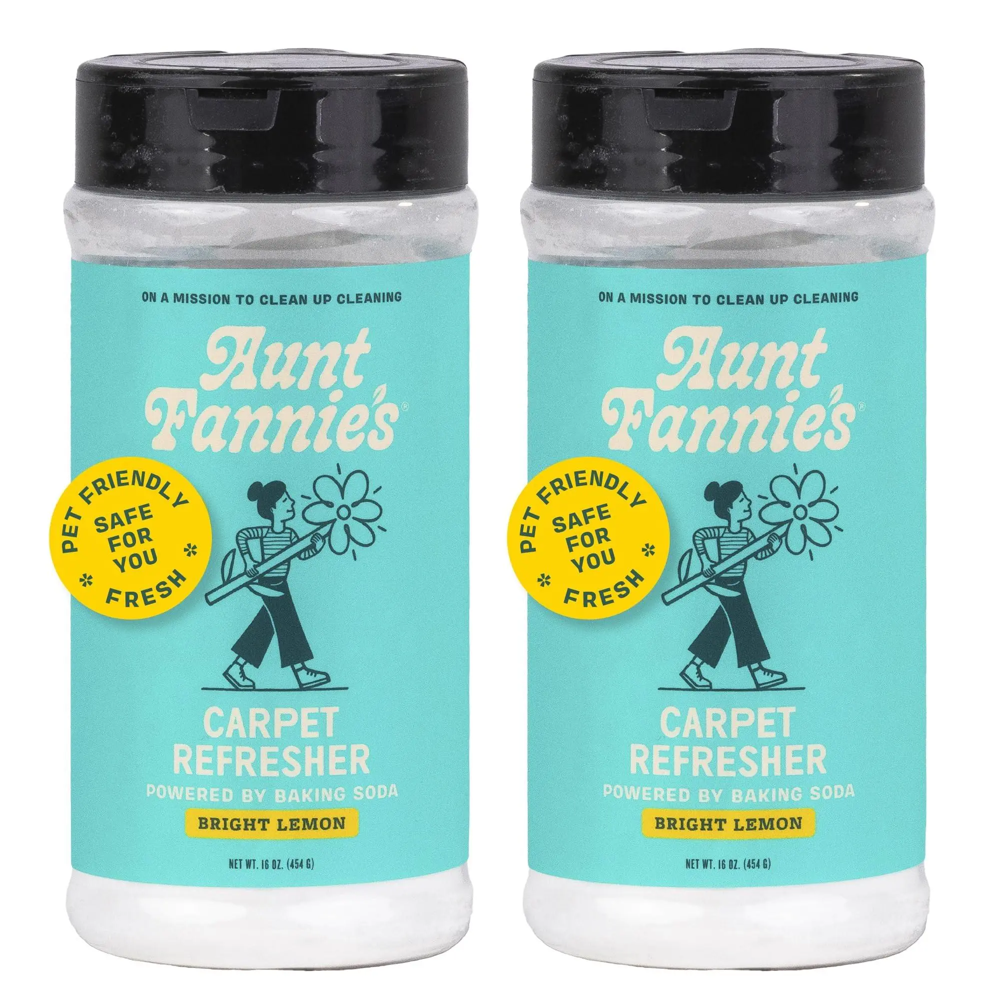 Aunt Fannie's Carpet Refresher & Deodorizer Powder, Multi-Purpose Carpet, Rug, and Upholstery Odor Eliminator, Bright Lemon Scent, 16 Oz (Pack of 2)