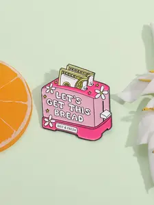 Let's Get This Bread Brooch, Flower Brooch Pin, Cute Cartoon Letter Design Brooch, Fashion Custom Jewelry Accessories for Women & Men, Trendy All-match & Exquisite Brooch for Birthday Gift, Durable Metal Pins