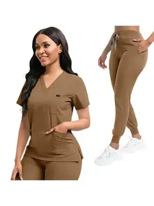 Comfortable Leisure Care Center Work Clothes Wholesale Price Clinical Uniform Woman Hospital Doctor Work Wear Nurse Clothing Short Sleeved Top Jogging Pants Set Womenswear Workwear