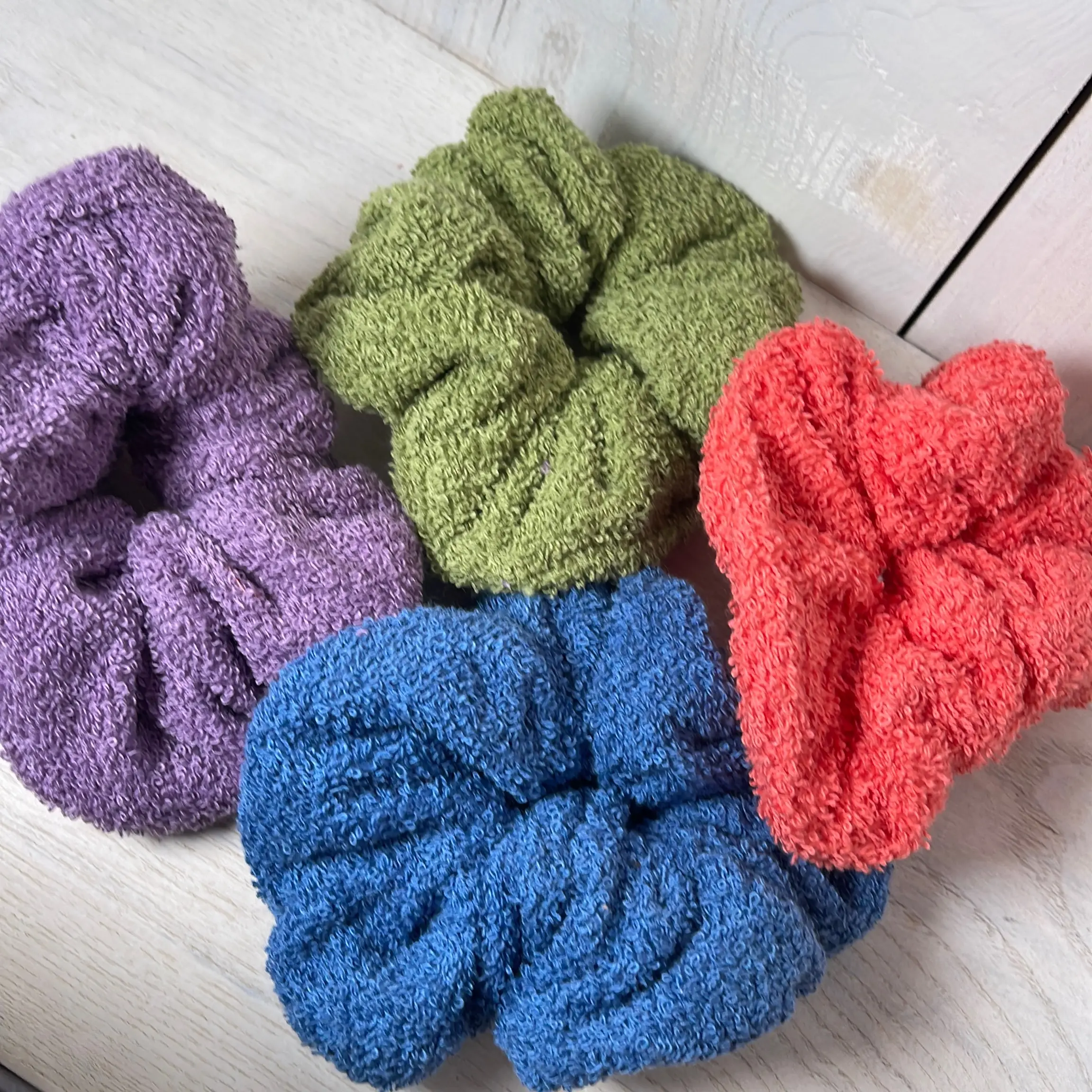 Towel hair scrunchie