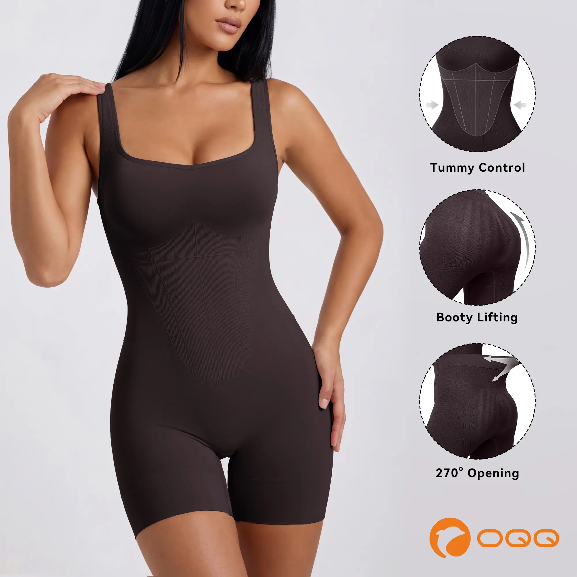 OQQ Women's Sleeveless Romper with Removable Pads for Comfort and Support 270° Opening Design Easy Bathroom