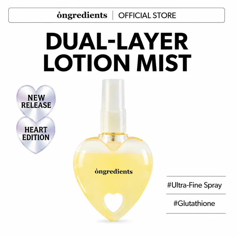 [Ongredients Official Shop] Skin Barrier Glow Mist Heart Edition, 50ml / 1.69 fl.oz, Dual-Layer Hydrating Facial Mist for Glow Care, 98% Pure Glutathione, Multi-Peptide, Centella, Ultra-Fine Spray, Before & After Makeup, Korean Skin Care
