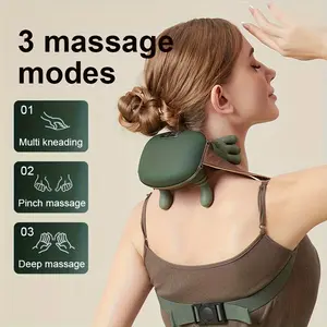 Massage master biomimetic neck and shoulder massager, neck massager, heated electric kneading muscle massage pillow, suitable for neck, waist, and leg | 3-speed mode, rechargeable battery, a gift for women, men, and parents