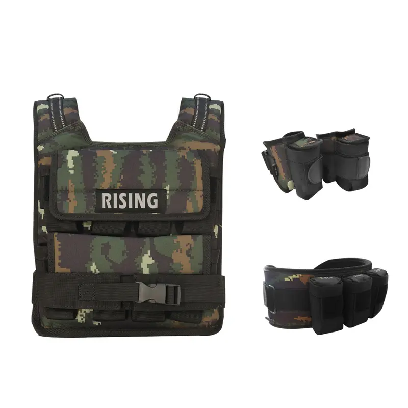 RISING Camouflage Adjustable Weighted Vest 2.5-40LB with Removable Weights for Enhanced Training Versatile Fitness Gear
