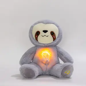 New 25cm Kawaii Purple Breathing Sloth Plush  Sound and Light Sloth Toy Plushie Baby Appease Doll Sleep Companion Birthday Gift