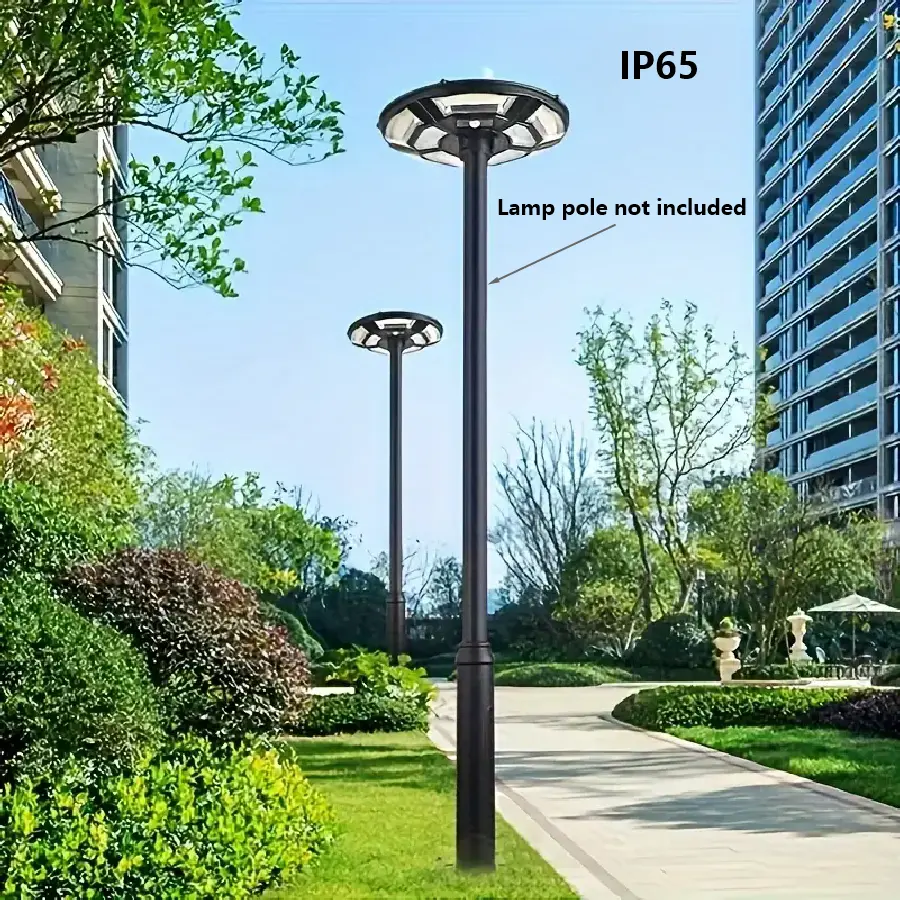 Solar Powered Outdoor Light Head, Modern Outdoor Lighting with 10000mAh Battery, 750-PCS LED, Waterproof Remote Control, Dusk-to-Dawn Motion Sensor, Metal-Plastic-Glass Construction (Lamp Pole Not Included), Solar Powered Lights, Outdoor Lighting Modern