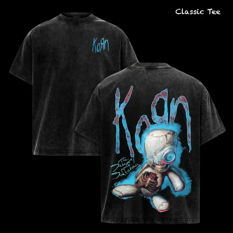 Korn The Serenity Of Suffering Doll Vintage Washed Heavy Cotton Oversize Unisex Nu Metal Dark Gothic Rock Streetwear, Washed T-Shirt Sweatshirt Option
