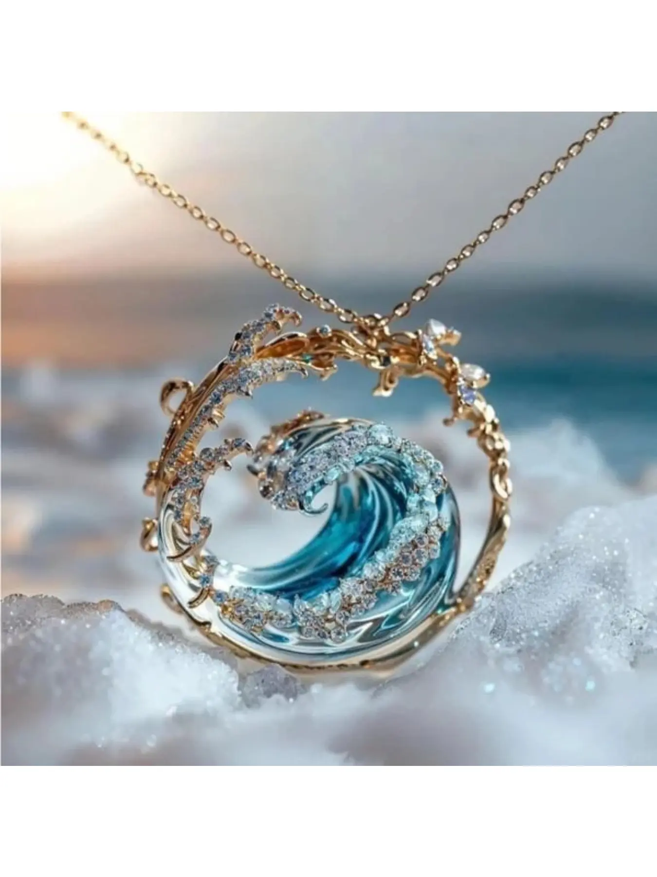 Four-piece hot-selling set wave necklace set creative new light luxury sea wave design ring earrings versatile for women Elegant jewelry set