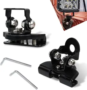 2 PCS Heavy Duty Adjustable LED Light Bar Mounting Brackets - Universal Ditch Light Hood Mounts for Off Road Trucks, Jeeps, Durable Off-Road Accessories for Work Lights with Easy Installation (Black)