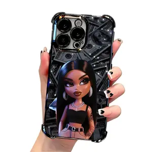 Anime Fashion Cute Bratz Doll Phone Case for iPhone 17 16 15 14 13 12 11 Pro Max Plus Transparent Soft TPU Back Protective Cover with Colorful Animal Design
