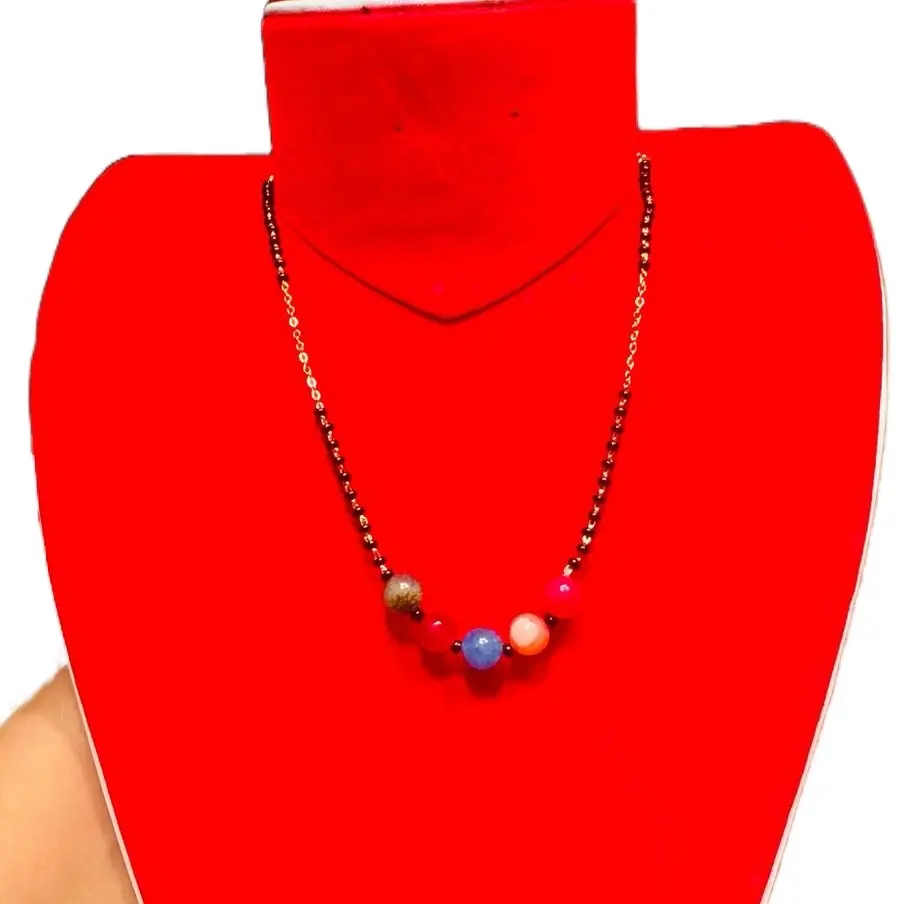 Women's Long Mangalsutra Necklace with Monalisa Beads, Unique Jewelry Design Elegant Costume Jewelry for Daily Wear, Elegant Necklace, Casual, For Females, Glossy, Long Length